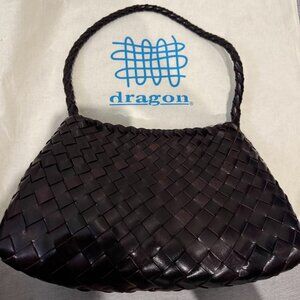 Dragon Diffusion Woven Shoulder & Handbag – Dark Brown